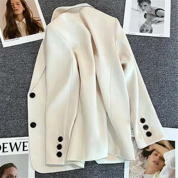 Блейзер для женщин 2023, Весенне-Осенний Новый Повседневный Темпераментный Блейзер, Женское Пальто, Однотонная куртка