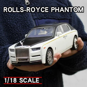 Большой 1/18 Rolls Royce Phantom Alloy Luxy Модельный Автомобиль Из Металла, Отлитый под давлением, Коллекция Имитирующих Звук и свет Игрушечных Автомобилей Для Детей
