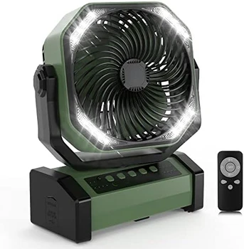 Вентилятор для кемпинга со светодиодной подсветкой, автоколебательный настольный вентилятор с пультом дистанционного управления и крючком, вентилятор для палатки с батарейным питанием, 4 мощных