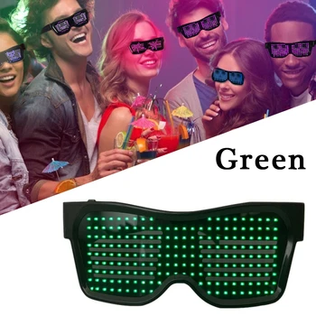 Волшебные светодиодные очки для вечеринок с Bluetooth, Управление приложением, Светящиеся очки, зарядка через USB, Редактирование многоязычных светодиодных очков с быстрой вспышкой