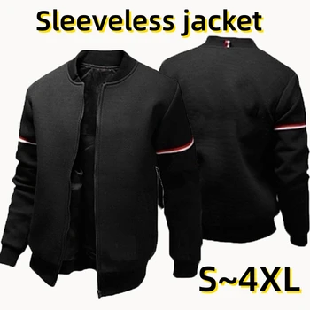 Высококачественная хлопковая мужская модная куртка, повседневная уличная приталенная спортивная куртка на молнии, однотонная куртка с длинными рукавами