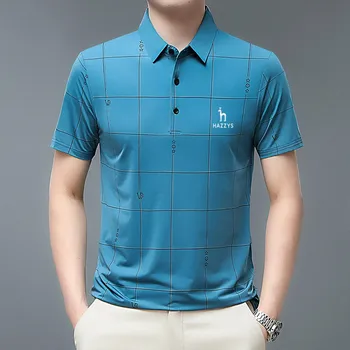 Вышитая мужская летняя новая рубашка поло в деловом стиле с короткими рукавами, повседневная свободная рубашка поло ice, футболка, мужская одежда для гольфа