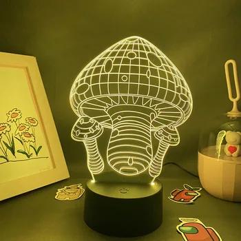 Голограмма Гриб 3D светодиодные неоновые лавовые лампы Красочные подарки на день рождения для друзей, декор для спальни Kawai, грибные ночные светильники