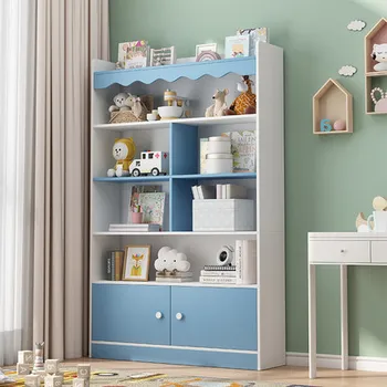 Детский книжный шкаф, стеллаж для книг с картинками, простой напольный и бытовой Экономичный Студенческий Маленький книжный шкаф для хранения игрушек, стеллаж для хранения