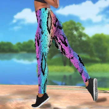 Женские леггинсы CLOOCL в стиле Ретро с красочным принтом из змеиной кожи, Эластичность на высокой талии, 3D Леггинсы для косплея, женские брюки для бега на открытом воздухе