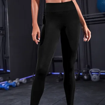Женские Леггинсы для тренировок, Спортивные Штаны для йоги с высокой талией, с карманами, Маслянисто-мягкие