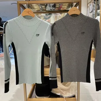 Женский модный Пуловер для гольфа, вязаный свитер, трикотажные топы с круглым вырезом