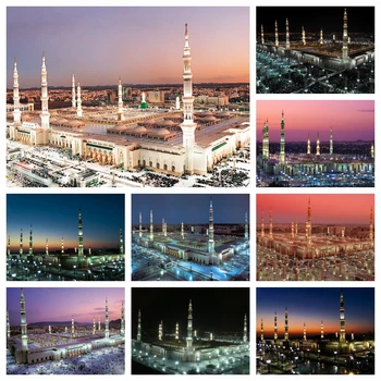 Ислам, Мечеть Мадина, Пейзаж, Алмазная живопись, Мусульманская Религиозная Архитектура, Вышивка крестом, Мозаика для домашнего Декора