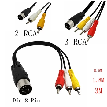 Кабель Din 8 Pin-2RCA 8-контактный штекер Din-2-RCA Штекерный Аудиокабель-адаптер для аудиооборудования музыкальных инструментов 0,5 М-3 М