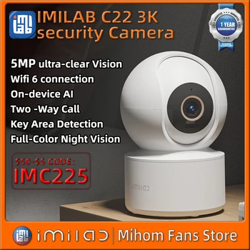 Камера Безопасности IMILAB C22 3K Wi-Fi 6 IP AI Полноцветное Ночное видение Ключевая зона Обнаружение звука Человека Отслеживание движения Двусторонний вызов