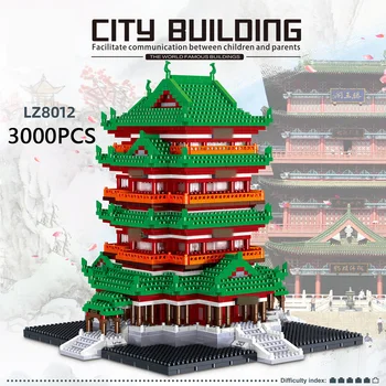 Китайская Знаменитая Историческая Культурная Архитектура Микро-Алмазный блок Павильон принца Тэн Вана Павильон Nanobrick Кирпичная игрушка
