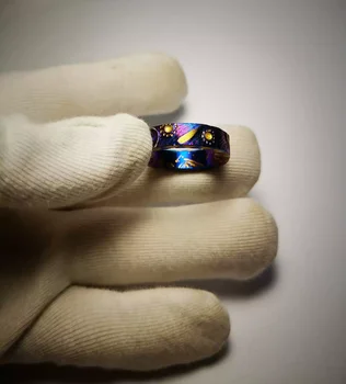 Кольцо из чистого титана, кольцо из титанового сплава, кольцо со звездой, внутренний диаметр кольца 20 мм, ширина 6 мм, толщина