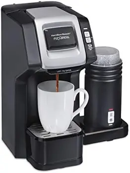 Кофеварка на одну порцию с пенообразователем для молока, совместимая со стручками и гущей K-Cup, 1 чашка, Черная (49949) Кофеварки Coffee ac