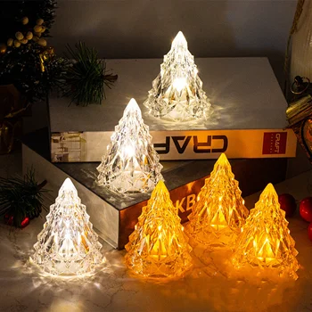 Креативная Настольная лампа в форме Рождественской Елки с Кристаллами и Бриллиантами, Настольная Лампа Mini Night Light, Свеча, Атмосферные лампы, Ночник