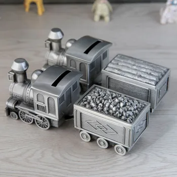 Креативный поезд, Антикварная металлическая копилка Petwer, детские держатели для монет, коробки для экономии денег для украшения дома pb036