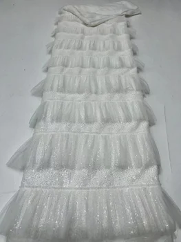 Кружевная ткань с нигерийской французской вышивкой 2023, Высококачественная африканская кружевная сетка с пайетками, тюль, сетчатая ткань для женского вечернего платья