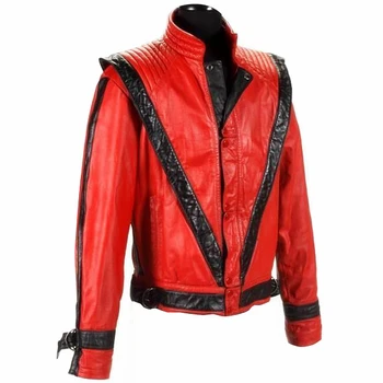 Куртка в стиле триллера Майкла Джексона из красной искусственной кожи