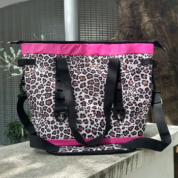 Леопардовая сумка-холодильник через плечо, большая вместительная термосумка, Наплечная сумка для путешествий, Подогреватель еды для пикника, Изолированная сумка для ланча