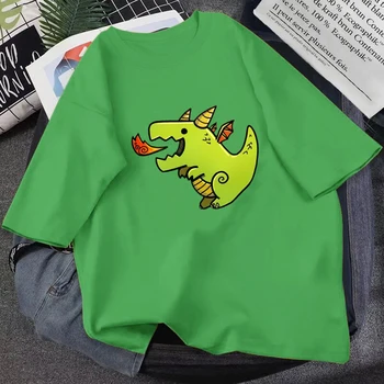 Летняя новая милая футболка с принтом огнедышащего дракона, трендовый трендовый повседневный топ из 14 цветов с круглым вырезом и коротким рукавом из 100% хлопка