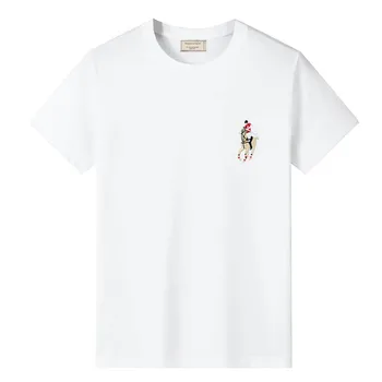 Летняя хлопковая футболка с короткими рукавами для мужчин и женщин с вышивкой, повседневная свободная футболка с короткими рукавами, впитывающая влагу
