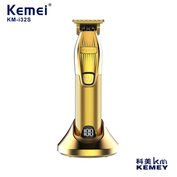 Металлическая парикмахерская KEMEI, перезаряжаемый Беспроводной Электрический Водонепроницаемый Шариковый Триммер, мужская бритва, Персональная бритва со светодиодным индикатором