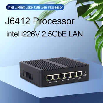 мини-ПК Intel Celeron J6412 12-го поколения 6x2,5GbE LAN Поддержка сетевой карты Intel i226V WiFi 4G LTE Windows 10 Linux Pfsense