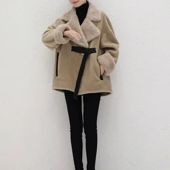 Модная женская куртка из овечьего меха осень-зима 2023, новая меховая универсальная маленькая флисовая куртка с длинными рукавами