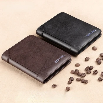 Модный мужской кошелек для монет, RFID-блокировка, Короткий Мужской кожаный бумажник, Визитница, ID, сумка для денег, мужской кошелек