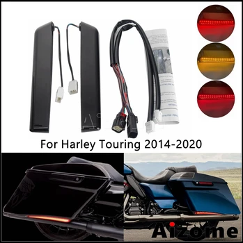 Мотоциклетная сумка с расширенными светодиодными фонарями, Седельная сумка, Сигнальная лампа поворота ходового тормоза для Harley Touring 2014-2020 Road King Street Glide