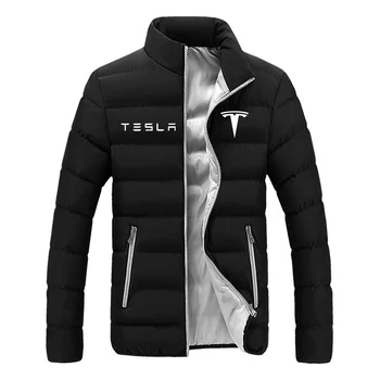мужская классическая хлопчатобумажная одежда с принтом Теслы 2022, зимняя теплая куртка для снежного дня, актуальные топы, пальто