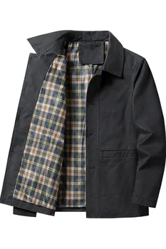 Мужская осенне-зимняя брендовая куртка, Мужские деловые пальто с отложным воротником, Свободная ветровка на молнии, Верхняя одежда, мужские модные куртки