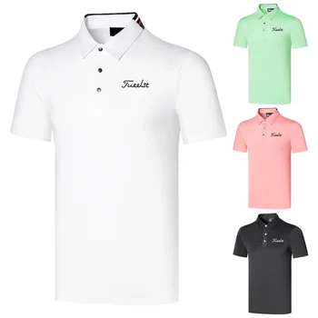 Мужская футболка для гольфа, Летняя спортивная одежда для гольфа, Рубашка с коротким рукавом, Быстросохнущие Дышащие рубашки Поло для мужчин, рубашки для гольфа