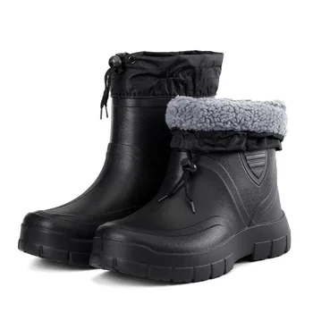 Мужские ботинки, Ветрозащитные рабочие ботинки для улицы, Хлопковые Непромокаемые ботинки, Мужские зимние ботинки, Водонепроницаемые зимние резиновые сапоги, Теплые легкие ботильоны