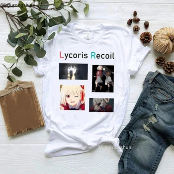 Новая женская футболка с японским аниме Lycoris Recoil, футболка с графическим принтом, женская модная рубашка в стиле харадзюку, топы, уличная одежда
