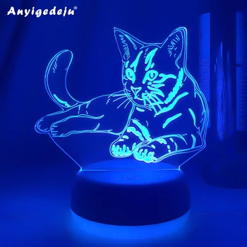 Новейший 3D акриловый светодиодный ночник с фигуркой кота, ночник для детской спальни, светильники для сна, подарок для домашнего декора, настольная лампа