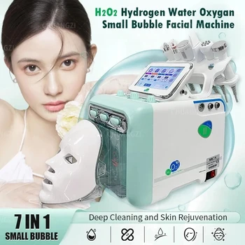 Новый H2O2 7 В 1 Водородно-Кислородный аппарат с Маленькими Пузырьками RF Water Для Омоложения кожи, Очищающий Косметический инструмент для лица SPA