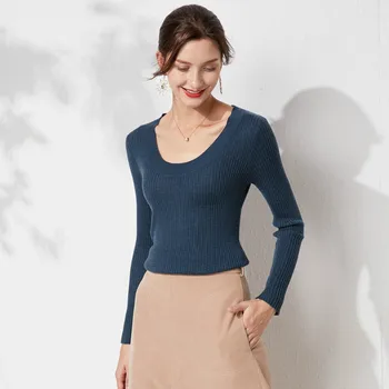 Новый высококачественный Сексуальный эластичный тонкий женский кашемировый свитер, модный тренд, однотонный свитер, Бесплатная доставка