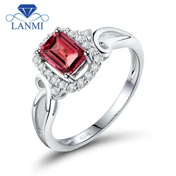 Обручальное кольцо с розовым Турмалином и бриллиантом Из цельного 14-каратного белого золота, Свадебные Обещанные украшения, Любящий подарок жене