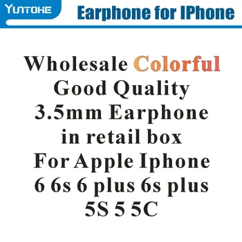 Оптовые многоцветные наушники 3,5 мм с микрофоном и регулятором громкости для Apple iphone 6 6s Plus 5 5s с коробкой 1000 шт./лот