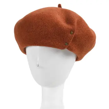 Осенне-зимний Новый Шерстяной берет, Женская модная теплая шапка Художника в стиле Ретро со складками