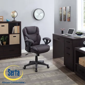 Офисное кресло менеджера из ткани Serta Big & Tall, весит до 300 фунтов, серое офисное кресло, офисная мебель
