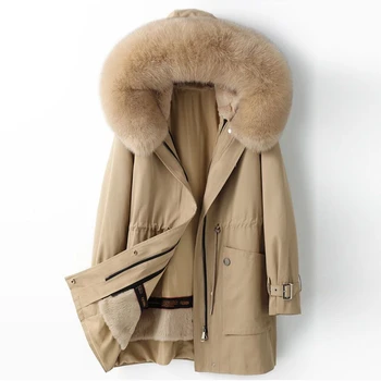 Пальто из искусственного меха, зимняя куртка, женские парки с капюшоном и воротником, Элегантная пушистая толстая теплая куртка из искусственного лисьего меха в стиле пэчворк, верхняя одежда