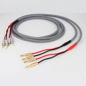 Пара посеребренных кабелей для громкоговорителей HIFI 24 позолоченных штекера типа 