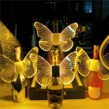 Перезаряжаемый светодиодный стробоскопический жезл, светящиеся крылья бабочки, лампы, вспышка для вспышки шампанского, Винный колпачок, бутылка для вина