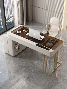 Письменный туалетный столик, встроенный прикроватный столик для спальни, комод из закаленного стекла, компьютерный стол