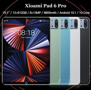 Планшет 5G Оригинальный Android Pad 6 Pro 12 ГБ ОЗУ 512 ГБ ПЗУ 10,1 дюймов FHD Дисплей Слот для двух SIM-карт 8800 мАч Большая батарея