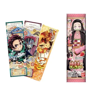 Подлинная конфетная ИГРУШКА BANDAI Японская версия Demon Slayer Коллекция наклеек Карточная игра Игрушка Подарки для детей