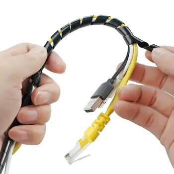 полиэтиленовый кабель и проволочный шнур длиной 16 мм * 5 м, спиральная обмотка для компьютерного автомобильного кабеля, Аккуратная трубка, Шнур для управления компьютером, Кабельные рукава