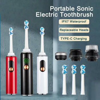 Портативные дорожные электрические щетки Sonic Electric Brushe с дисплеем, Бритвенная головка, очищающая головка, 3 насадки