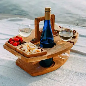 Портативный Складной стол для пикника, Уличный винный стол, Деревянный стол для пикника, Походный винный Стеллаж, Туристический фруктовый стол, Обеденный стол для путешествий